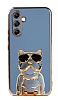 Eiroo Bulldog Samsung Galaxy A14 4G Standl Mavi Silikon Klf