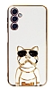 Eiroo Bulldog Samsung Galaxy A24 4G Standl Beyaz Silikon Klf
