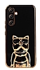 Eiroo Bulldog Samsung Galaxy A34 Standl Siyah Silikon Klf