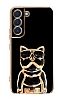 Eiroo Bulldog Samsung Galaxy S21 FE 5G Standl Siyah Silikon Klf