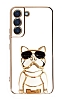 Eiroo Bulldog Samsung Galaxy S21 FE 5G Standl Beyaz Silikon Klf