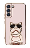 Eiroo Bulldog Samsung Galaxy S21 Plus Standl Pembe Silikon Klf