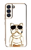 Eiroo Bulldog Samsung Galaxy S22 5G Standl Beyaz Silikon Klf
