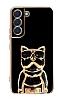 Eiroo Bulldog Samsung Galaxy S22 Plus 5G Standl Siyah Silikon Klf