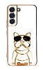 Eiroo Bulldog Samsung Galaxy S22 Plus 5G Standl Beyaz Silikon Klf