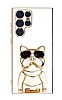 Eiroo Bulldog Samsung Galaxy S22 Ultra 5G Standl Beyaz Silikon Klf