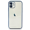 Eiroo Camera Protect iPhone 12 6.1 in Kamera Korumal Mavi Silikon Klf