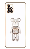 Eiroo Candy Bear Samsung Galaxy A71 Standl Beyaz Silikon Klf