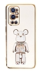 Eiroo Candy Bear OnePlus 9 Pro Standl Beyaz Silikon Klf