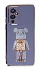 Eiroo Candy Bear OnePlus 9 Standl Mavi Silikon Klf