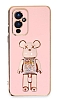 Eiroo Candy Bear OnePlus 9 Standl Pembe Silikon Klf