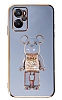 Eiroo Candy Bear Oppo A76 Standl Mavi Silikon Klf