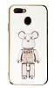 Eiroo Candy Bear Oppo AX7 Standl Beyaz Silikon Klf