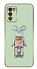 Eiroo Candy Bear Samsung Galaxy A02s Standl Yeil Silikon Klf