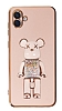 Eiroo Candy Bear Samsung Galaxy A04e Standl Pembe Silikon Klf