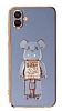 Eiroo Candy Bear Samsung Galaxy A04e Standl Mavi Silikon Klf