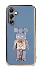 Eiroo Candy Bear Samsung Galaxy A14 4G Standl Mavi Silikon Klf
