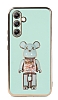 Eiroo Candy Bear Samsung Galaxy A14 4G Standl Yeil Silikon Klf