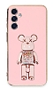 Eiroo Candy Bear Samsung Galaxy A24 4G Standl Pembe Silikon Klf