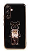 Eiroo Candy Bear Samsung Galaxy A54 Standl Siyah Silikon Klf