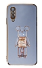 Eiroo Candy Bear Samsung Galaxy A70 Standl Mavi Silikon Klf