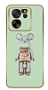 Eiroo Candy Bear Xiaomi 13T Pro Standl Kamera Korumal Yeil Silikon Klf