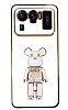 Eiroo Candy Bear Xiaomi Mi 11 Ultra Standl Beyaz Silikon Klf