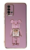 Eiroo Candy Bear Xiaomi Redmi 9T Standl Mor Silikon Klf