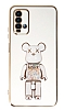 Eiroo Candy Bear Xiaomi Redmi 9T Standl Beyaz Silikon Klf