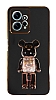 Eiroo Candy Bear Xiaomi Redmi Note 12 4G Standl Siyah Silikon Klf