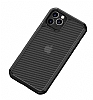 Eiroo Carbon Hybrid iPhone 11 Pro Max Siyah Silikon Klf - Resim 8
