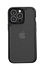 Eiroo Carbon Hybrid iPhone 13 Pro Siyah Silikon Klf - Resim 2