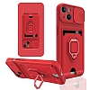 Eiroo Card Magnet iPhone 14 Plus Kartlkl Krmz Silikon Klf