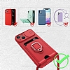 Eiroo Card Magnet iPhone 14 Plus Kartlkl Krmz Silikon Klf - Resim: 4