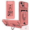Eiroo Card Magnet iPhone 14 Plus Kartlkl Pembe Silikon Klf