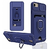 Eiroo Card Magnet iPhone SE 2022 Kartlkl Lacivert Silikon Klf