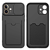 Eiroo Card-X iPhone 12 Mini 5.4 in Kamera Korumal Lacivert Silikon Klf - Resim 1