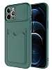 Eiroo Card-X iPhone 12 Pro Max Kamera Korumal Yeil Silikon Klf
