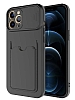 Eiroo Card-X iPhone 12 Pro Max Kamera Korumal Siyah Silikon Klf