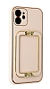 Eiroo Chic Stand iPhone 12 6.1 in Deri Gold Rubber Klf - Resim: 3