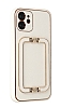 Eiroo Chic Stand iPhone 12 Pro 6.1 in Deri Beyaz Rubber Klf - Resim: 3