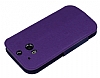 Eiroo Clasps HTC One M8 Standl Pencereli Mor Deri Klf - Resim: 3