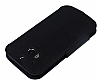 Eiroo Clasps HTC One M8 Standl Pencereli Siyah Deri Klf - Resim 3