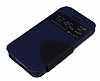 Eiroo Clasps iPhone 4 / 4S Standl Pencereli Lacivert Deri Klf - Resim: 3