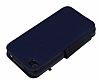 Eiroo Clasps iPhone 4 / 4S Standl Pencereli Lacivert Deri Klf - Resim: 4