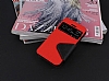 Eiroo Clasps iPhone 4 / 4S Standl Pencereli Krmz Deri Klf - Resim 2
