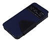 Eiroo Clasps iPhone SE / 5 / 5S Standl Pencereli Lacivert Deri Klf - Resim 2