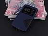 Eiroo Clasps Samsung N9000 Galaxy Note 3 Standl Pencereli Lacivert Deri Klf - Resim 2