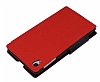 Eiroo Clasps Sony Xperia Z1 Standl Pencereli Krmz Deri Klf - Resim: 4