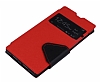 Eiroo Clasps Sony Xperia Z1 Standl Pencereli Krmz Deri Klf - Resim: 3